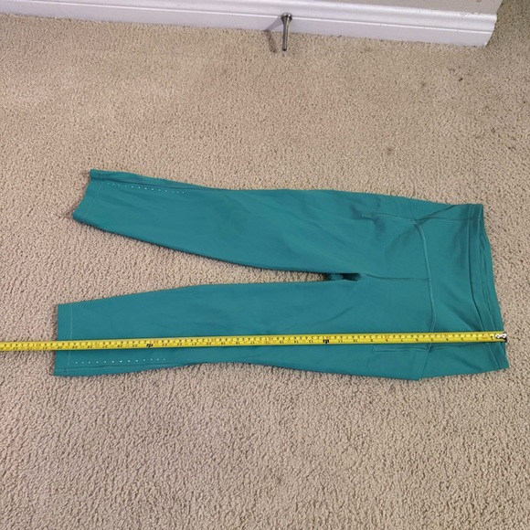 Lululemon Teal High-Rise Crop Running Leggings Side Pockets Reflective Size 6 - Picture 5 of 8